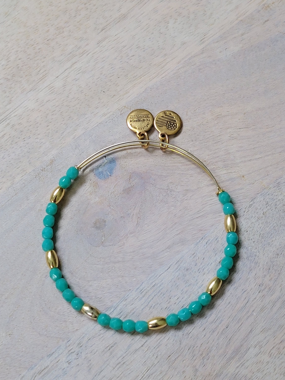 Alex and Ani Turquoise and Gold Beaded Bracelet